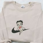 Swoosh x Betty Cartoon Embroidered Hoodie & Custom Shirt: Nike-inspired Unique D Gift for Men Women