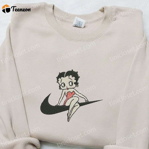 Swoosh x Betty Cartoon Embroidered Hoodie & Custom Shirt: Nike-inspired Unique D Gift for Men Women