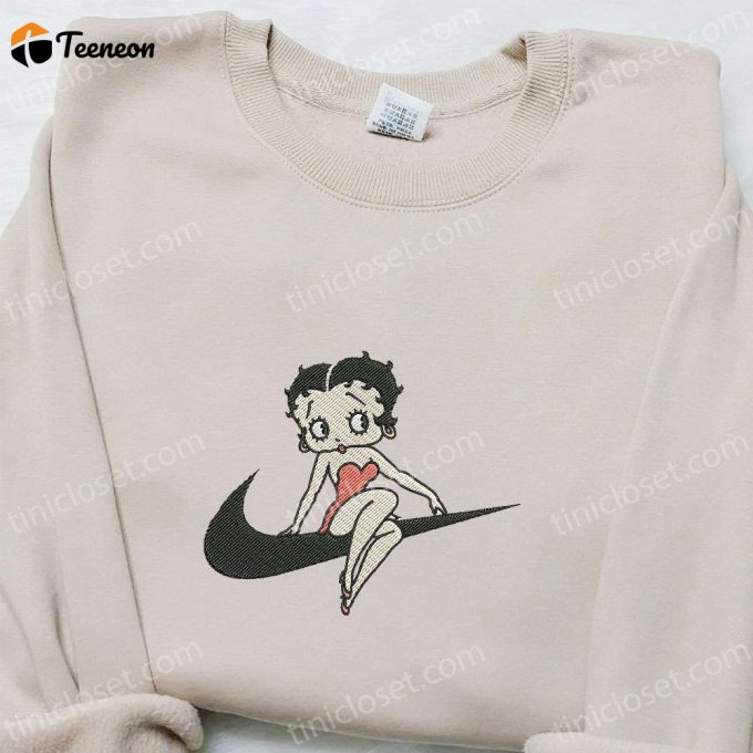 Swoosh X Betty Cartoon Embroidered Hoodie &Amp;Amp; Custom Shirt: Nike-Inspired Unique D Gift For Men Women