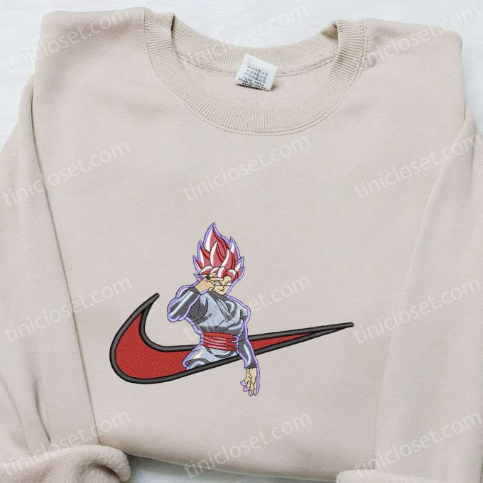 Swoosh X Black Goku Anime Hoodie Nike Inspired Embroidered Hoodie B Gift For Men Women Family Gift