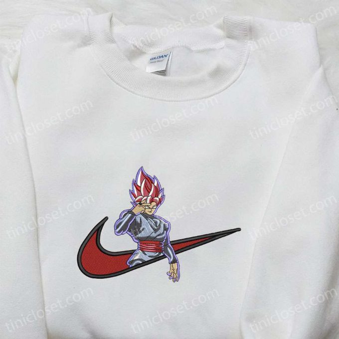 Swoosh X Black Goku Anime Hoodie Nike Inspired Embroidered Hoodie B Gift For Men Women Family Gift