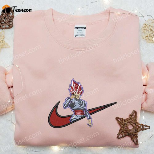 Swoosh x Black Goku Anime Hoodie Nike Inspired Embroidered Hoodie B Gift for Men Women Family Gift