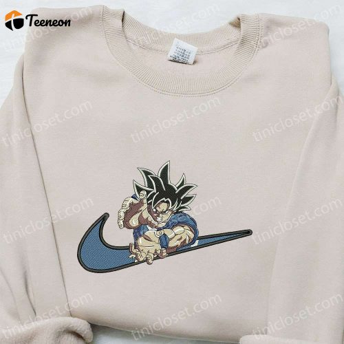 Swoosh x Goku Kameha Anime Embroidered Hoodie & Dragon Ball Shirt – Cool Anime Clothing That Stands Out!