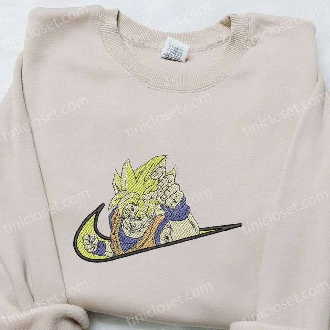 Swoosh X Goku Super Saiyan Anime Hoodie: Dragon Ball Embroidered Shirt – Cool Anime Clothing