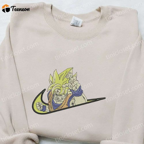 Swoosh x Goku Super Saiyan Anime Hoodie: Dragon Ball Embroidered Shirt – Cool Anime Clothing