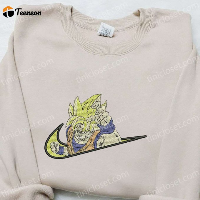 Swoosh X Goku Super Saiyan Anime Hoodie: Dragon Ball Embroidered Shirt – Cool Anime Clothing