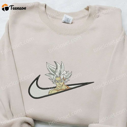 Swoosh x Goku Ultra Instinct Anime Hoodie: Dragon Ball Embroidered Shirt Cool Clothing