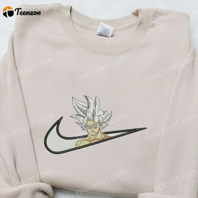 Swoosh X Goku Ultra Instinct Anime Hoodie: Dragon Ball Embroidered Shirt Cool Clothing