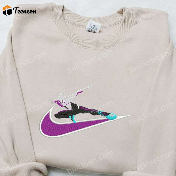 Swoosh X Gwen Movie Embroidered Sweatshirt Marvel Cinematic Universe Shirt Cool Anime Clothing