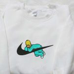 Swoosh x Homer Sleeping Cartoon Embroidered Sweatshirt: Nike Inspired Shirt Perfect Birthday Gift