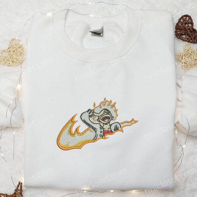 Swoosh X Luffy Gear 5 Laughing Sweatshirt: One Piece Anime Embroidered Shirt Perfect Gift For All Occasions