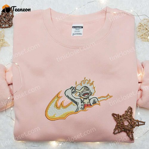 Swoosh x Luffy Gear 5 Laughing Sweatshirt: One Piece Anime Embroidered Shirt Perfect Gift for All Occasions