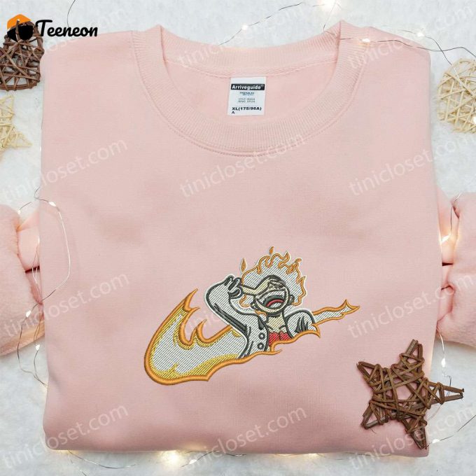 Swoosh X Luffy Gear 5 Laughing Sweatshirt: One Piece Anime Embroidered Shirt Perfect Gift For All Occasions