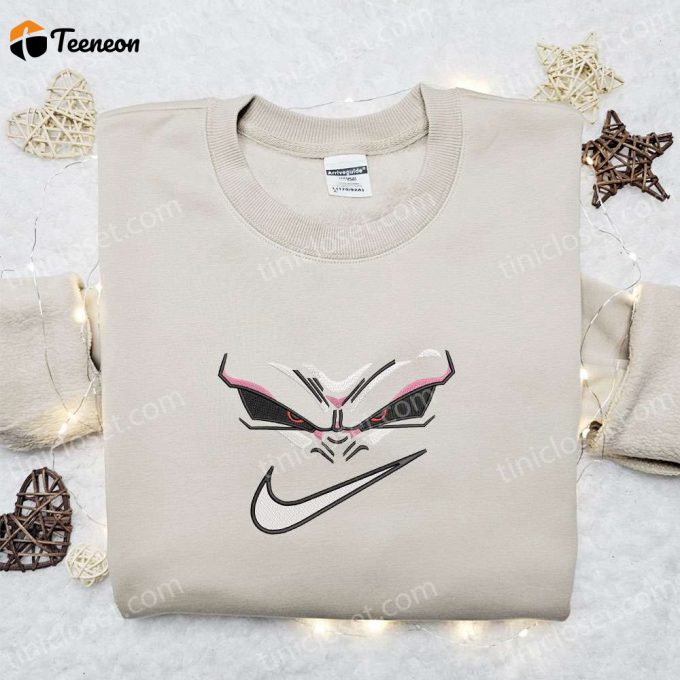 Swoosh X Majin Buu Face Embroidered Sweatshirt Dragon Ball Anime Shirt – B Gift For Men Women Gift Ideas For All Occasions