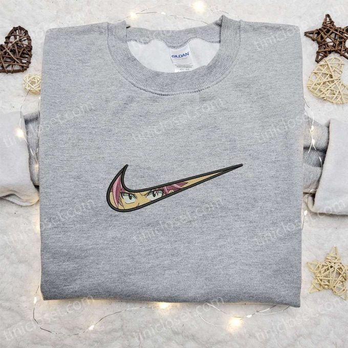 Swoosh X Natsu Dragneel Embroidered Sweatshirt: Nike Inspired Cool Anime Clothing