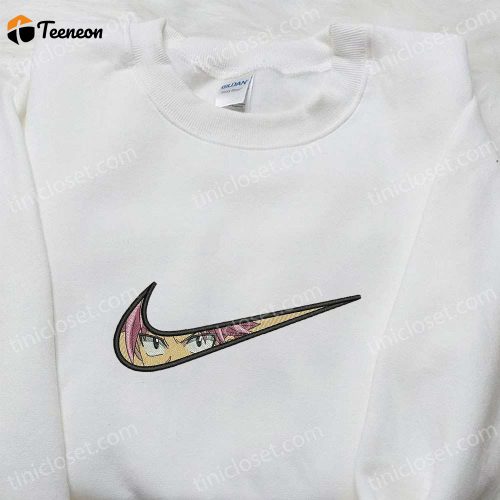 Swoosh x Natsu Dragneel Embroidered Sweatshirt: Nike Inspired Cool Anime Clothing