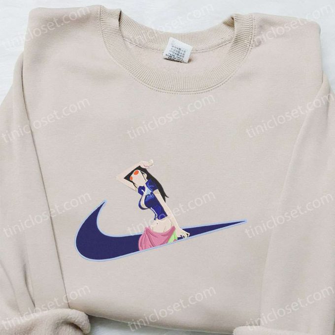 Swoosh X Nico Robin Anime Sweatshirt: One Piece Embroidered Shirt Cool Anime Clothing