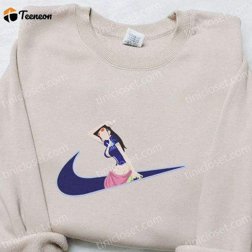 Swoosh x Nico Robin Anime Sweatshirt: One Piece Embroidered Shirt Cool Anime Clothing