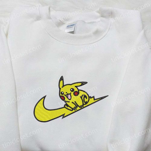 Swoosh x Pikachu Anime Embroidered Shirt Pokemon T-shirt B Gift for Men Women Family Gift Ideas