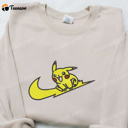 Swoosh x Pikachu Anime Embroidered Shirt Pokemon T-shirt B Gift for Men Women Family Gift Ideas