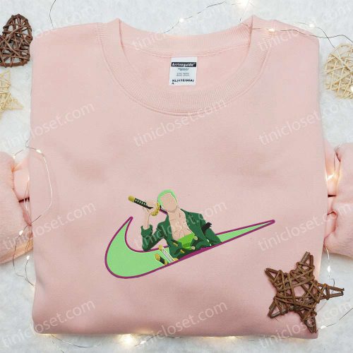 Swoosh x Roronoa Zoro Anime Hoodie: Cool Embroidered Clothing Perfect Gift for Family