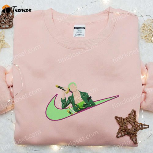 Swoosh x Roronoa Zoro Anime Hoodie: Cool Embroidered Clothing Perfect Gift for Family