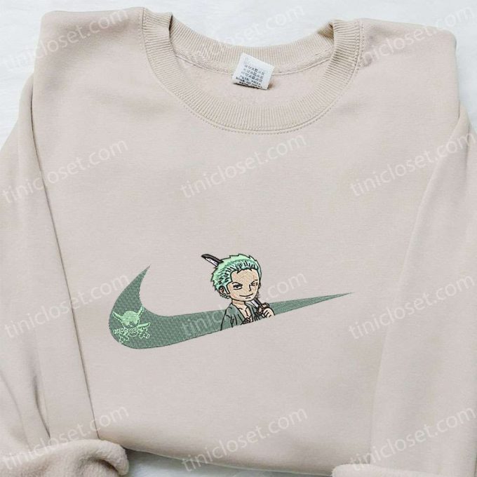 Swoosh X Roronoa Zoro Anime Embroidered Sweatshirt – B Gift For Men Women One Piece Gift For Family Birthday Ideas