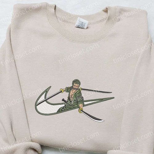 Swoosh x Roronoa Zoro Embroidered Sweatshirt: Nike-inspired Shirt Perfect Family Gift Idea