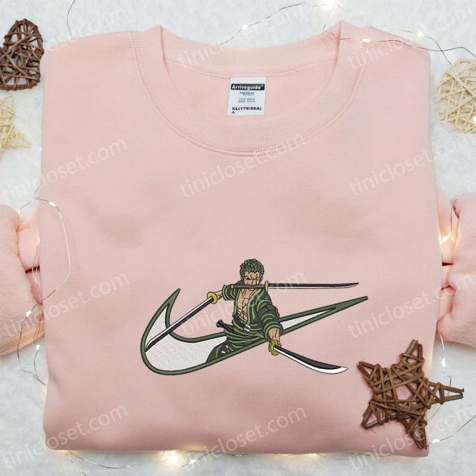 Swoosh X Roronoa Zoro Embroidered Sweatshirt: Nike-Inspired Shirt Perfect Family Gift Idea