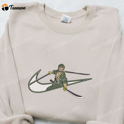 Swoosh x Roronoa Zoro Embroidered Sweatshirt: Nike-inspired Shirt Perfect Family Gift Idea