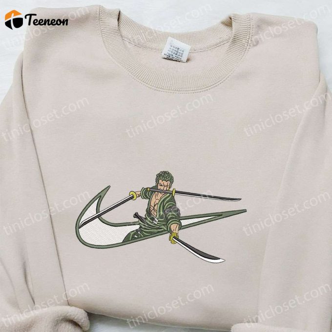 Swoosh X Roronoa Zoro Embroidered Sweatshirt: Nike-Inspired Shirt Perfect Family Gift Idea