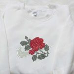 Swoosh x Rose Flower Embroidered Hoodie: Nike Inspired Shirt Perfect Family Gift Ideas