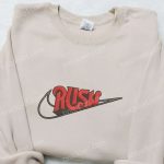 Swoosh x Rush Embroidered Hoodie: Nike Inspired Shirt B Gift for Men Women Family Gift Ideas