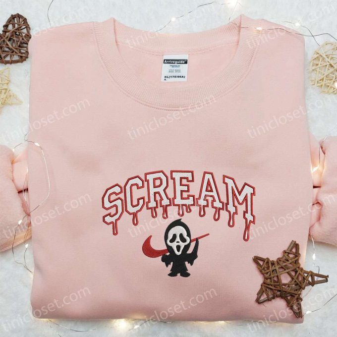 Swoosh X Scream Ghostface Embroidered Sweatshirt: Horror Movie Shirt B Gift For Men Women Gift For All Occasions