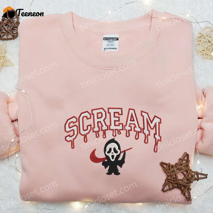 Swoosh X Scream Ghostface Embroidered Sweatshirt: Horror Movie Shirt B Gift For Men Women Gift For All Occasions