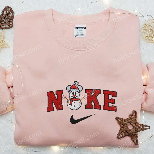 Snowman Xmas Embroidered Sweatshirt: B Gift for Men Women Gift Ideas for All Occasions Swoosh Christmas Shirt