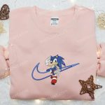 Swoosh x Sonic Embroidered Sweatshirt & Shirt: B Gift for Men Women Gift Ideas for Movie & Game Fans