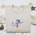 Swoosh x Sonic Embroidered Sweatshirt & Shirt: B Gift for Men Women Gift Ideas for Movie & Game Fans