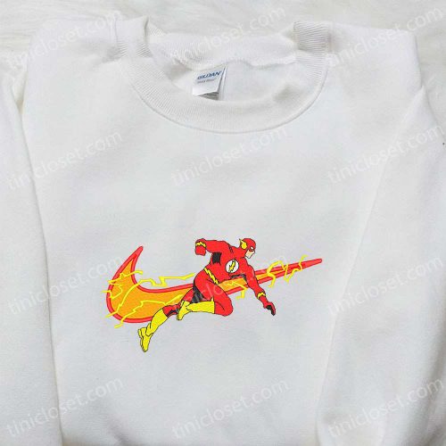 Swoosh x The Flash Movie Embroidered Hoodie & Marvel Cinematic Universe Shirt: Custom Embroidered Attire