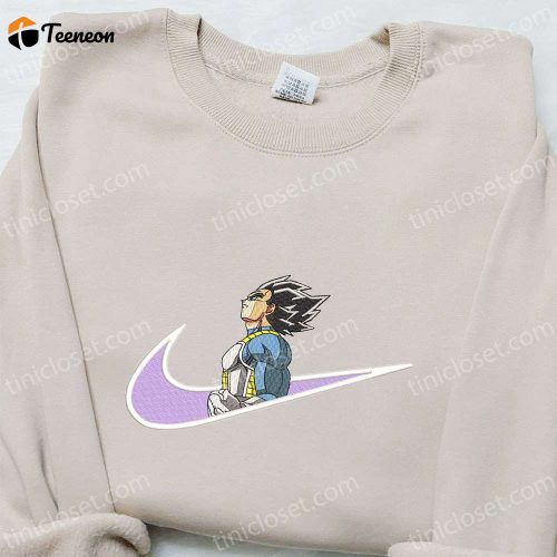 Swoosh x Vegeta Anime Embroidered Hoodie – Dragon Ball Gift Idea for B Gift for Men Women Birthdays