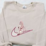 Swoosh x Zero Two Anime Embroidered Sweatshirt Nike Inspired Shirt Custom T-shirt