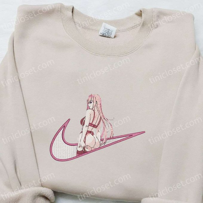 Swoosh X Zero Two Anime Embroidered Sweatshirt Nike Inspired Shirt Custom T-Shirt