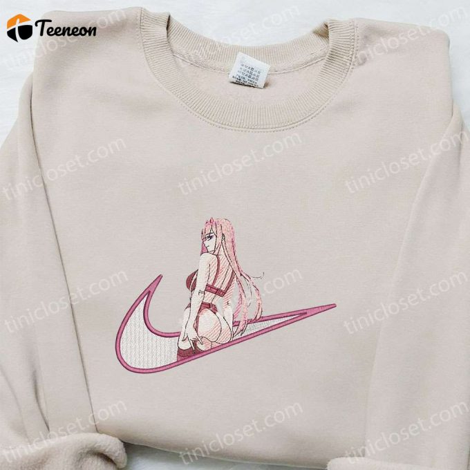 Swoosh X Zero Two Anime Embroidered Sweatshirt Nike Inspired Shirt Custom T-Shirt