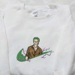 Swoosh x Zoro One Piece Anime Hoodie: Cool Embroidered Clothing Perfect Family Gift Idea