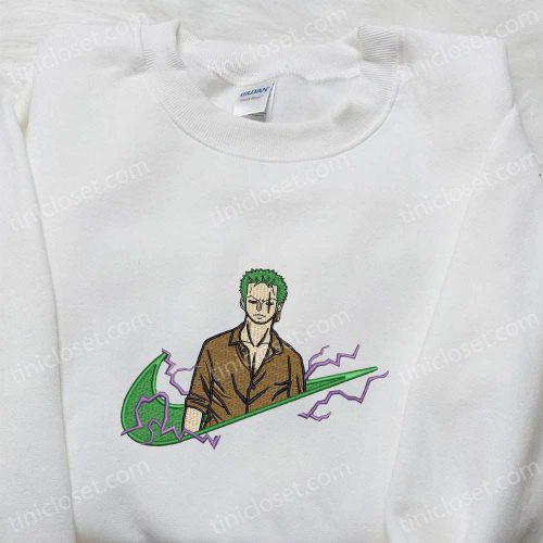 Swoosh x Zoro One Piece Anime Hoodie: Cool Embroidered Clothing Perfect Family Gift Idea