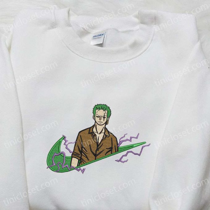 Swoosh X Zoro One Piece Anime Hoodie: Cool Embroidered Clothing Perfect Family Gift Idea