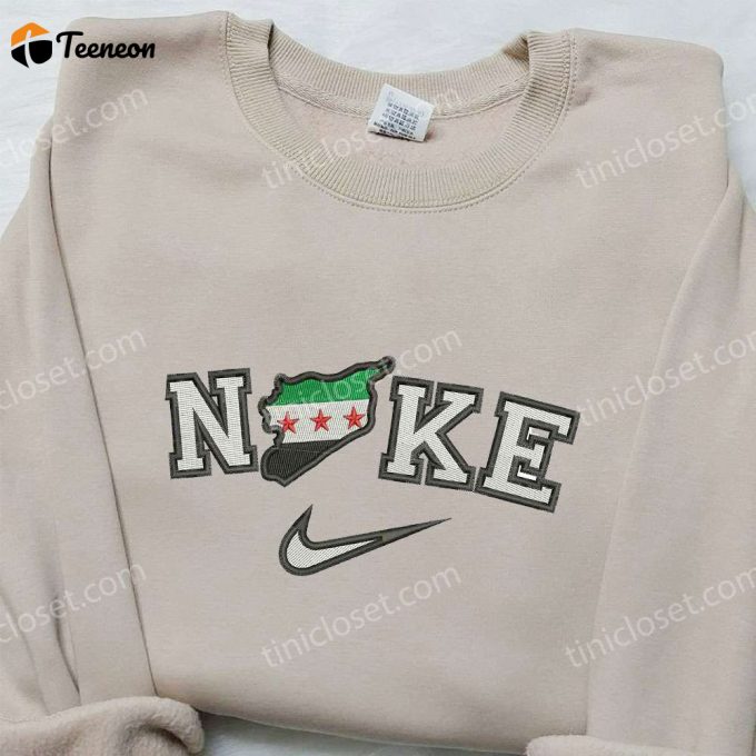 Syria Map X Nike Embroidered Sweatshirt National Flag &Amp;Amp; Inspired Shirts