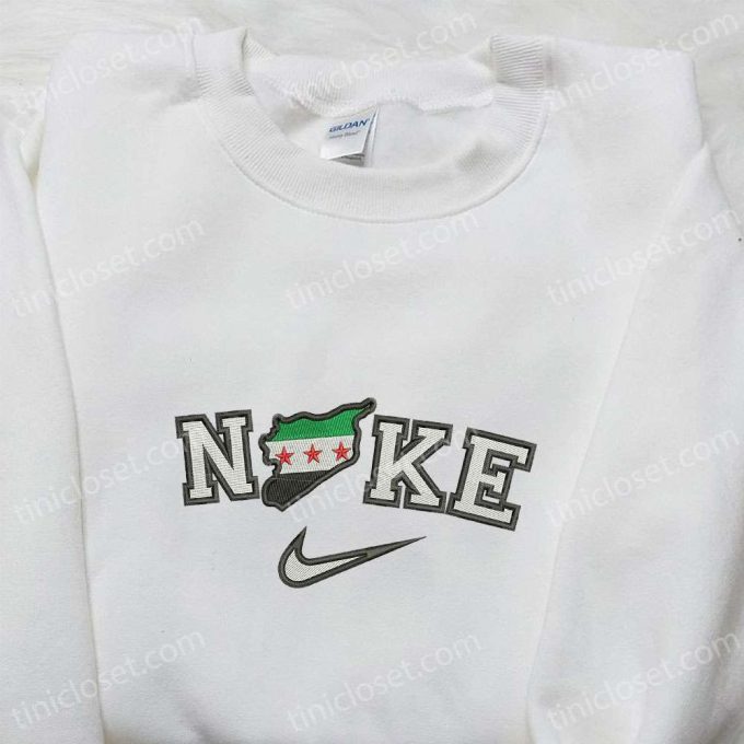 Syria X Nike Custom Embroidered Shirt – Perfect Family Gift High-Quality Nike Embroidered T-Shirt