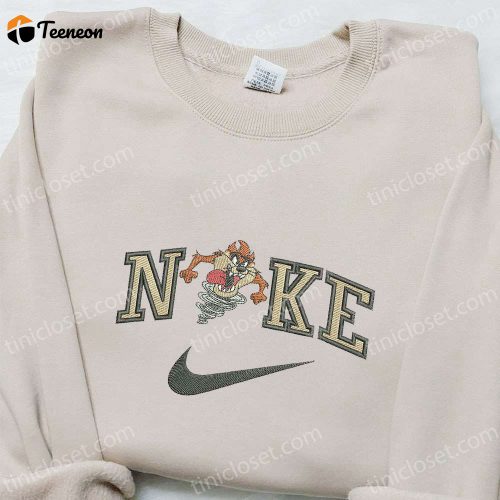 Unique Tasmanian Devil x Nike Cartoon Embroidered Shirt Disney Characters Custom Nike T-shirt