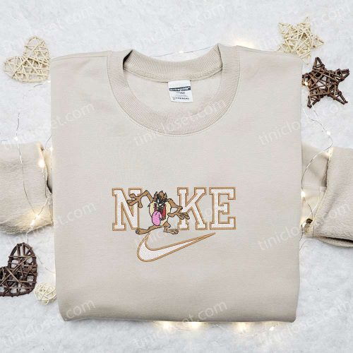 Tasmanian Devil x Nike Cartoon Embroidered Sweatshirt & Disney Characters Shirt: B Gift for Men Women Family Gift Ideas